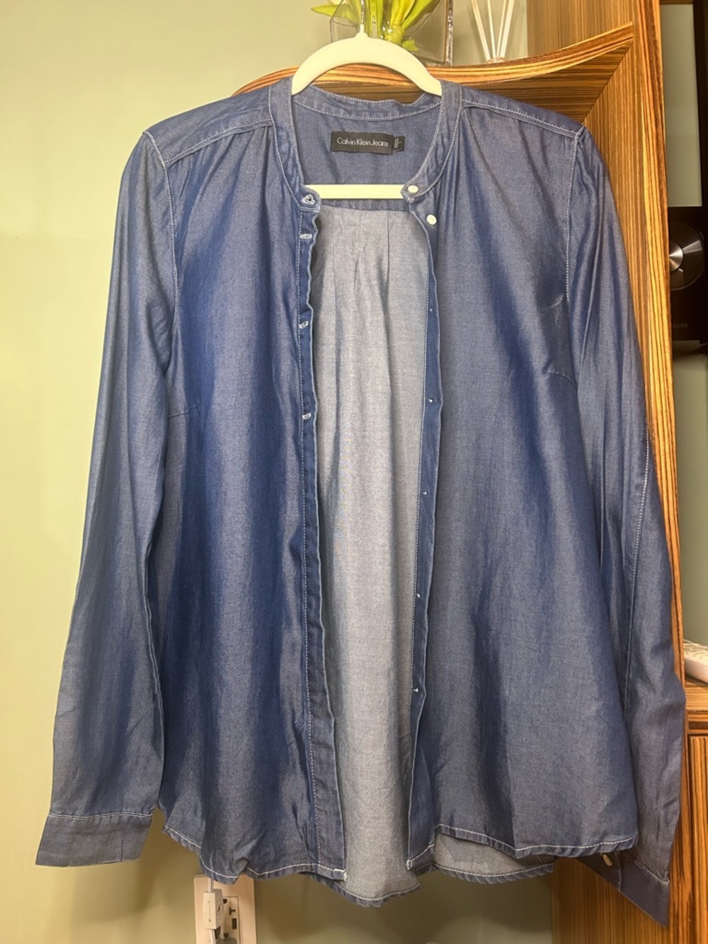 Calvin Klein Jeans Denim Popover Button Down Shirt Blue Women’s Size S